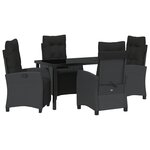 vidaXL Set de 5 pièces de salle à manger de jardin Noir Poly Rotin