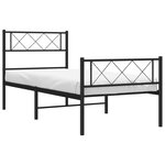vidaXL Cadre de lit métal sans matelas avec pied de lit noir 107x203cm