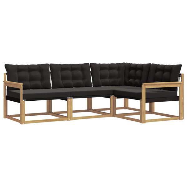 vidaXL Ensemble de canapés d'extérieur 4 pc Blanc et noir