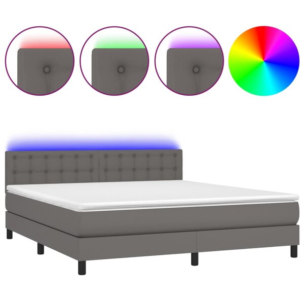 vidaXL Sommier à lattes de lit avec matelas et LED Gris 180x200 cm
