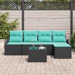vidaXL Ensemble de Canapés 6 Pièces Noir et turquoise polyrotin
