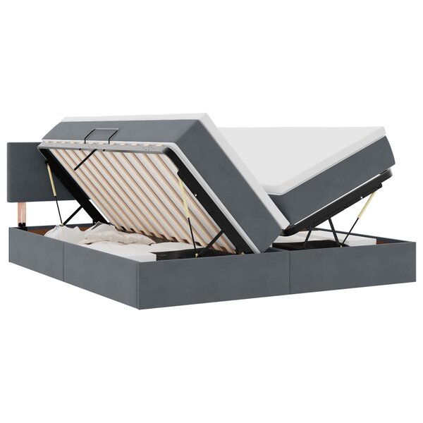 vidaXL Lit de Rangement avec matelas Gris foncé 100 x 200 cm