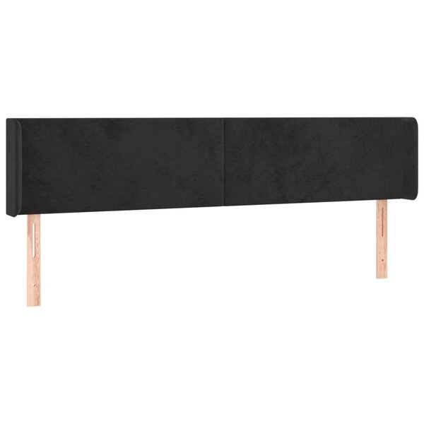 vidaXL Tête de lit avec oreilles Noir 203x16x78/88 cm Velours