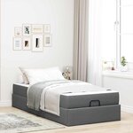 vidaXL Cadre de lit avec matelas Gris foncé 90 x 200 cm tissu