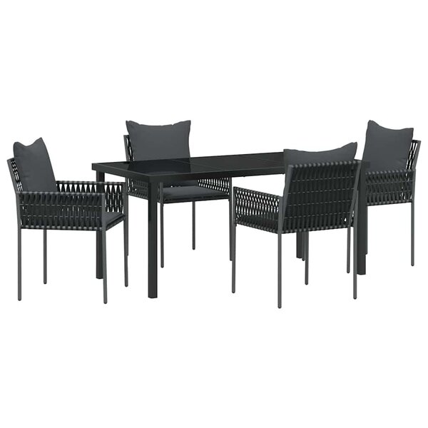 vidaXL Ensemble de salle à manger pour jardin 5 Pièces Noir Poly rotin
