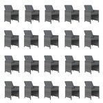 vidaXL Ensemble à manger de jardin coussins 21 Pièces Gris Résine tressée