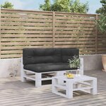 vidaXL Coussins de palette lot de 3 noir tissu