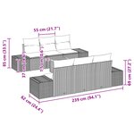 vidaXL Ensemble de canapé de jardin 7 pièces avec coussins gris poly rattan acacia