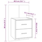 vidaXL Table de chevet murale Blanc brillant