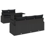 Ensemble de Canapés de Jardin en 6 Pièces avec Coussins Noir Poly Rotin