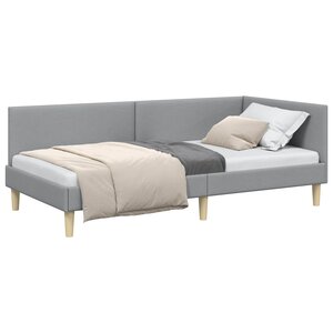 vidaXL Cadre de lit d'angle avec tête de lit Gris clair 90 cm x 190 cm
