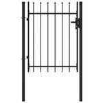 vidaXL Portillon simple porte avec dessus à pointe Acier 1x1 2 m Noir