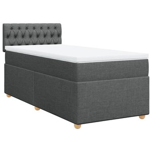 vidaXL Sommier à lattes de lit avec matelas gris foncé simple tissu