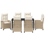 vidaXL Set de Salle à Manger de Jardin 7 Pièces avec Coussins Beige Poly Rattan