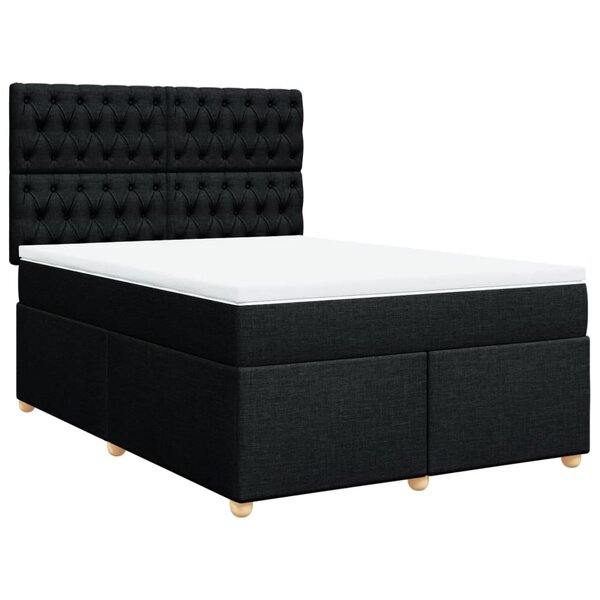 vidaXL Sommier à lattes de lit avec matelas Noir 140x190 cm Tissu