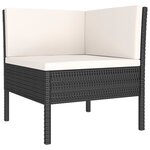 vidaXL Salon de jardin 4 Pièces avec coussins Résine tressée Noir