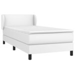 vidaXL Sommier à lattes de lit avec matelas Blanc 100x200cm Similicuir