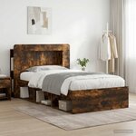 vidaXL Cadre de lit avec rangement Chêne fumé 100 x 200 cm