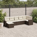 vidaXL Salon de jardin avec coussins 7 Pièces marron résine tressée