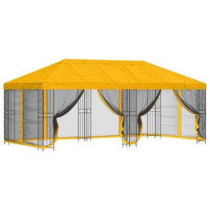vidaXL Gazebo avec murs latéraux 6 x 3 m Jaune Polyester et Acier