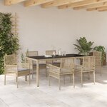 vidaXL Ensemble de salle à manger de jardin 7 pièces avec coussins en poly rattan beige