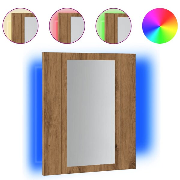 vidaXL Armoire de salle de bain miroir LED chêne artisanal 40x12x45 cm