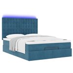 vidaXL Cadre de lit ottoman avec matelas bleu foncé 140x190 cm velours