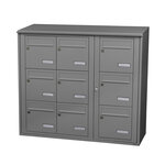 Bloc collectif Leabox  3x3  grade 3  simple face  extérieur  fixation murale  gris poussière ral 7037 finition brillante