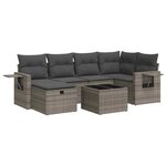 vidaXL Salon de jardin avec coussins 7 Pièces gris résine tressée