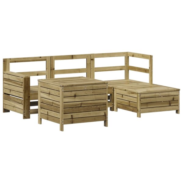vidaXL Salon de jardin 5 Pièces bois de pin imprégné