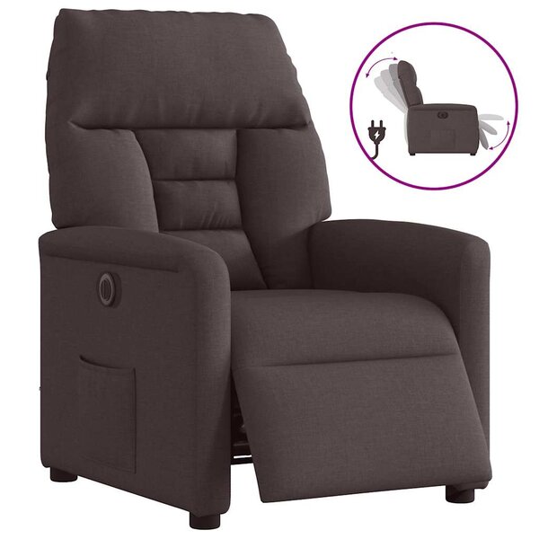 vidaXL Fauteuil inclinable électrique Marron foncé Tissu