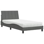 vidaXL Lit avec matelas gris foncé 100x200 cm tissu