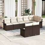 vidaXL Ensemble de canapé de jardin 8 pièces avec coussins en poly rotin marron