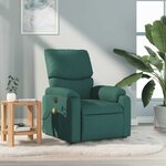 vidaXL Fauteuil de massage inclinable Vert foncé Tissu