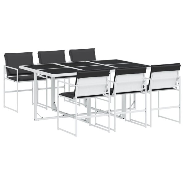 vidaXL Ensemble à manger de jardin avec coussins 7 Pièces blanc textilène