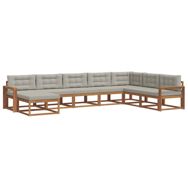 vidaXL Ensemble de canapés d'extérieur 8 pc Gris Naturel et Clair