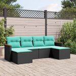 vidaXL Salon de jardin 6 Pièces avec coussins noir résine tressée