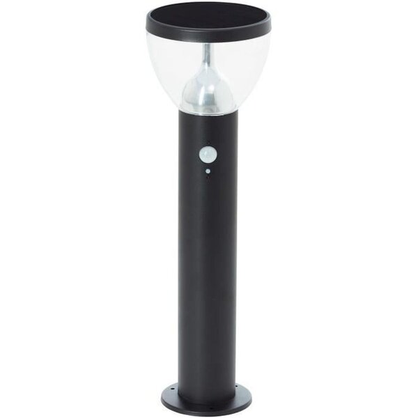 Borne extérieure LED et solaire - Détecteur de mouvement - inox et plastique - 4 W - Noir