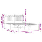 vidaXL Cadre de lit métal sans matelas et tête de lit blanc 140x200 cm