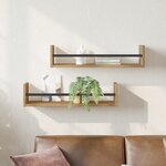 vidaXL Étagères murales 2 Pièces Chêne artisanal 60x16x14 cm Bois d'ingénierie