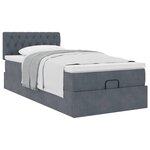 vidaXL Cadre de lit ottoman et matelas gris foncé 90x200 cm velours