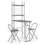vidaXL Ensemble à dîner pliant 3 Pièces et étagère de rangement MDF acier