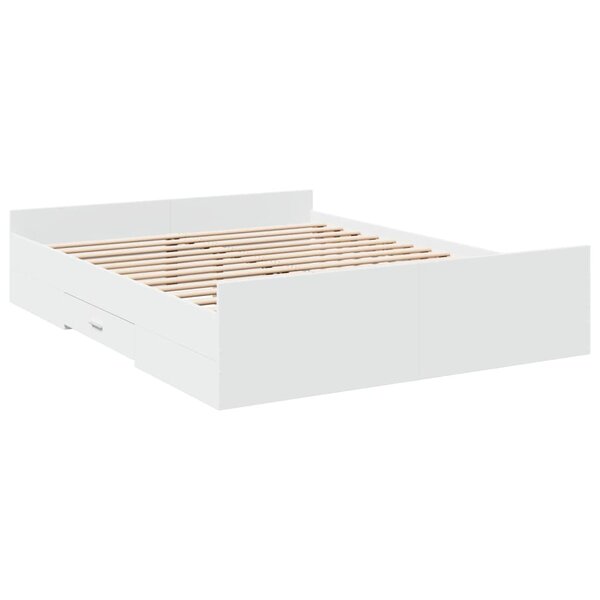 vidaXL Cadre de lit avec tiroirs blanc 140x200 cm bois d'ingénierie