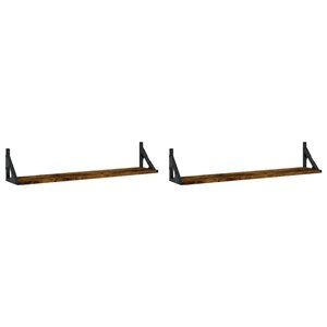 vidaXL Étagères murales 2Pièces chêne fumé 80x15x15 5cm bois d'ingénierie