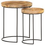 vidaXL Ensemble de table basse 2 Pièces bois de manguier massif et acier