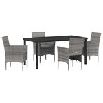 vidaXL Ensemble de jardin de 5 pièces en poly-rattan gris