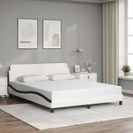 vidaXL Cadre de lit Dover blanc et noir 160x200 cm similicuir