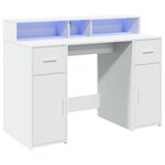 vidaXL Bureau avec lumières LED blanc 120x55x91 cm bois d'ingénierie