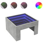 vidaXL Table basse avec LED infini gris béton 50x50x30 cm
