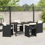 vidaXL Ensemble de salle à manger pour jardin 5 Pièces Noir Poly rotin